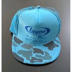 Vintage Layne-Western Company Camo Mesh Trucker Hat Nissin‎ Snapback